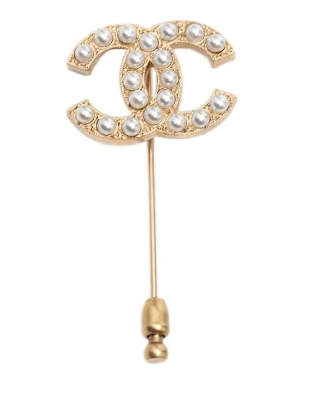 #150 - Chanel Coco Mark Brooch, Gold Plated, Faux Pearl
